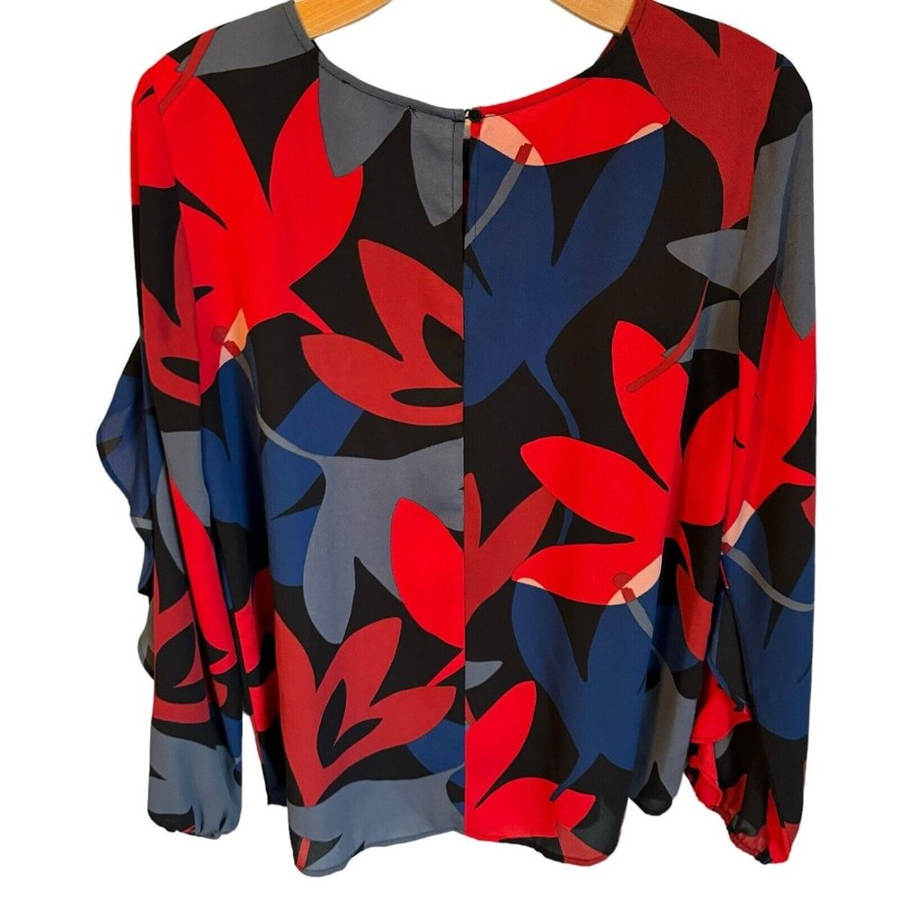 Loft Blouse Multi Floral Ruffle - Picture 2 of 12